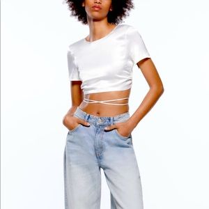 Zara Satin Effect Crop Top